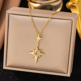 Titanium Steel Star Gem Pendant Necklace