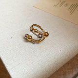 Two - Tone Metal Ball Open Ring