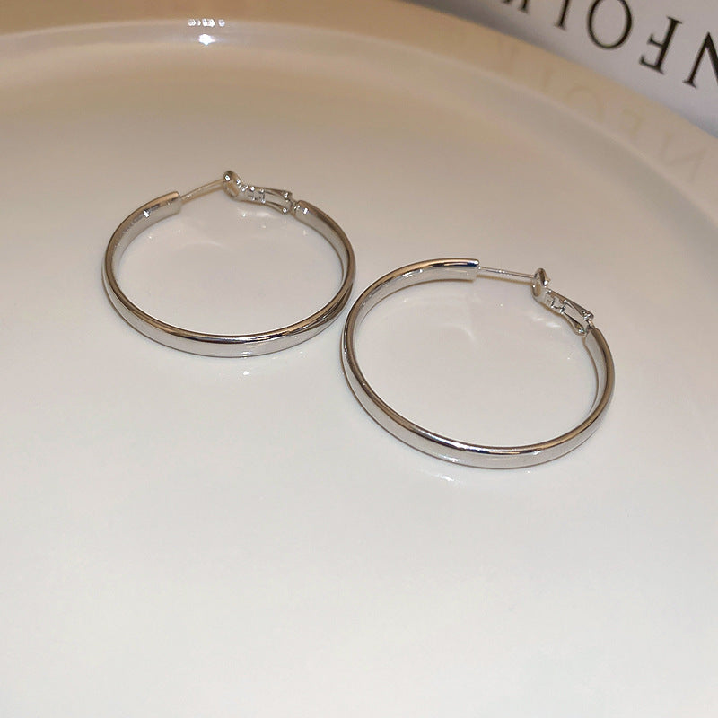 Polished Hoop Earrings (Gold & Silver, Silver Needles)