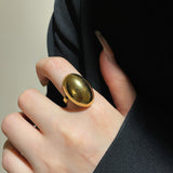 Gold Plated Oval Statement Rings (3 Styles, Stainless Steel)