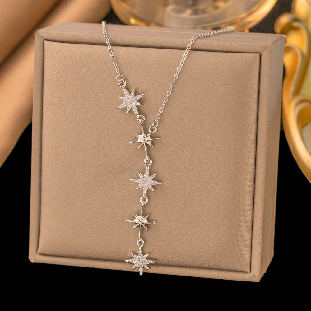 Titanium Steel Starburst Pendant Necklace